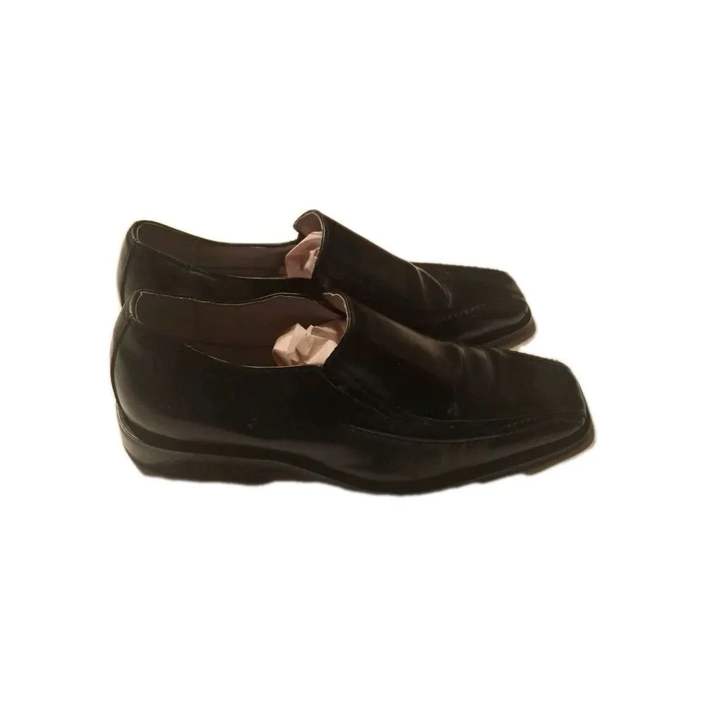 Stacy Adams Leather Loafers Black Dress Work Shoes Square Toes Size 9 W